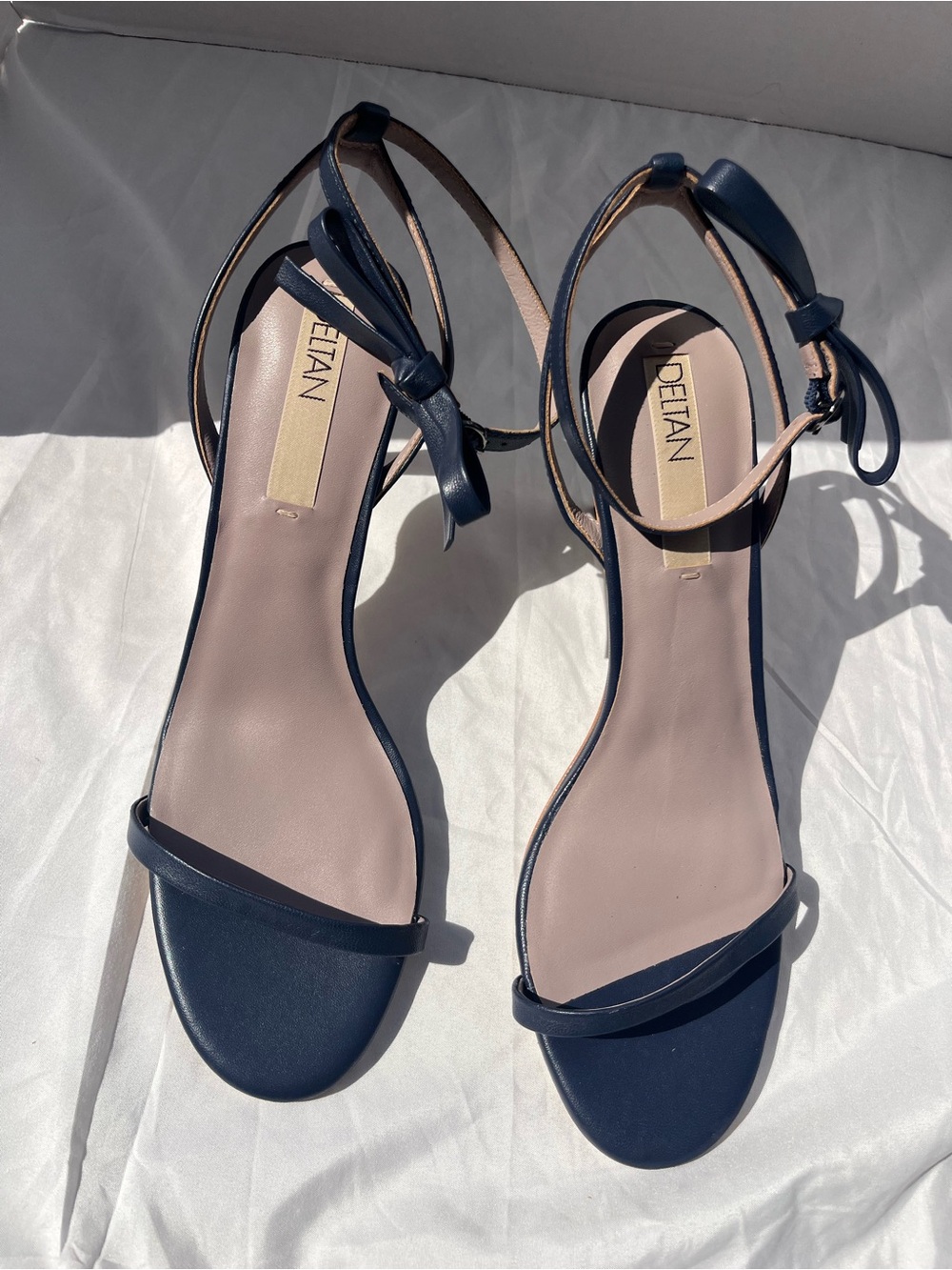 Deltan Navy Open-Toe Ankle-Strap Heels Size 12M